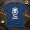 Obey THE Beard T-Shirt with a white lion head graphic and stylized text, navy blue t-shirt