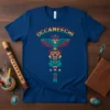 Occaneechi tribe totem pole design t-shirt featuring eagle, bear, and wolf symbols in red, green, yellow, and blue colors