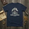 Ocean Adventures Est. 1776 t-shirt design with a pirate ship, skull, swords, and nautical theme