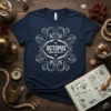 Navy blue t-shirt with white OCTOPUS MARINE BIOLOGY DEPT. text and octopus graphic, ideal for marine biology enthusiasts