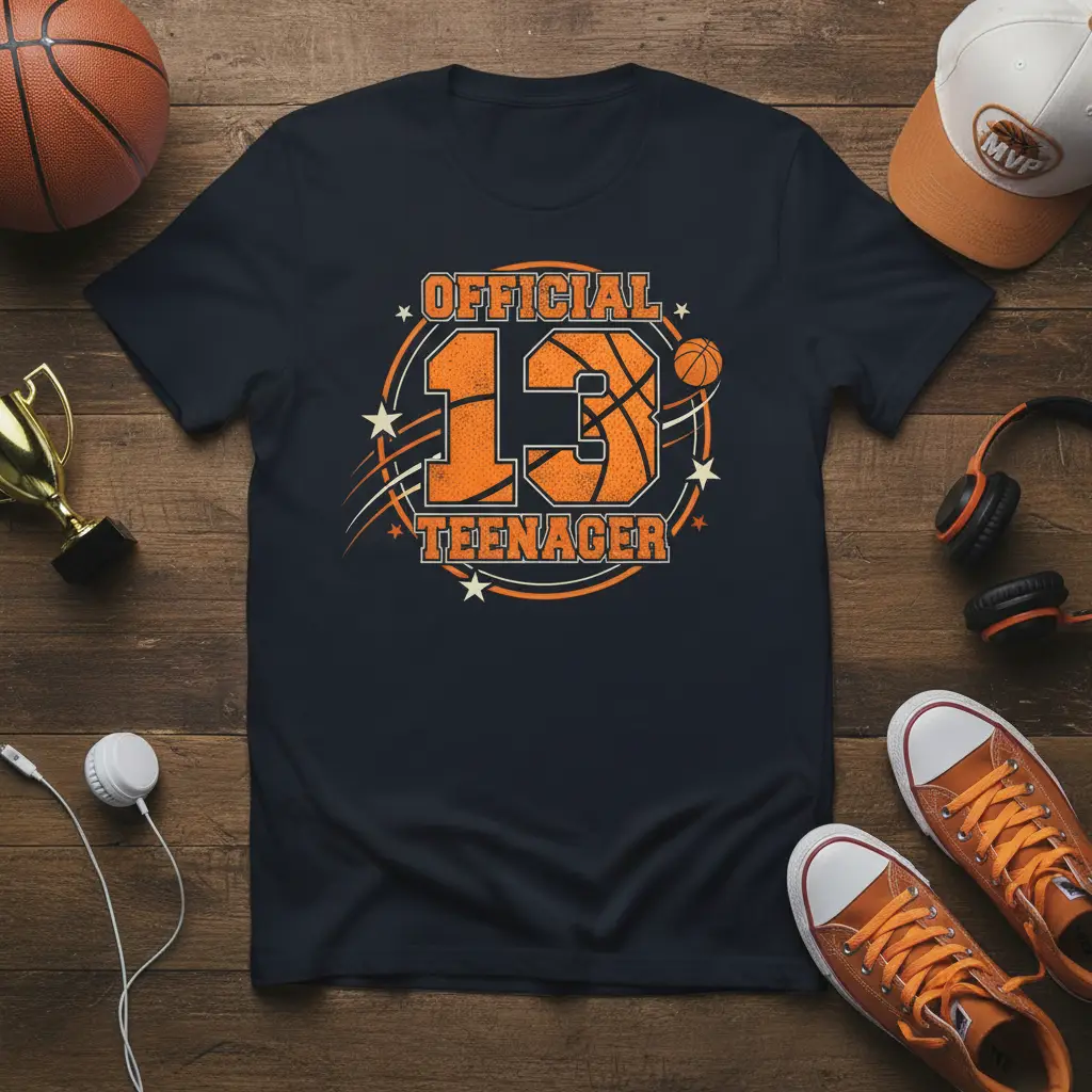 Official 13 Teenager Basketball Birthday T-Shirt