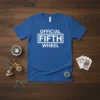 Official Fifth Wheel text design on a blue t-shirt, perfect for RV campers and travel enthusiasts
