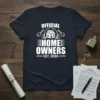 Official Home Owners Est. 2026 t-shirt with house and key graphic, white text on navy blue shirt