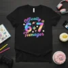 Officially a 6+7 Teenager colorful galaxy-themed text design on a black t-shirt, ideal for a 13th birthday celebration