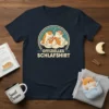 Offizielles Schlafshirt design with sleeping hamsters wearing nightcaps, circle graphic, dark navy t-shirt