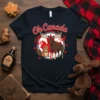 Oh Canada t-shirt with a moose, beaver, and Canadian flag graphic, surrounded by maple leaves