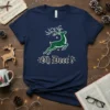 Oh Deer ! Christmas T-Shirt featuring a jumping green deer graphic and festive text