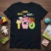OINK... BAA... I'M MOO.... T-Shirt with cartoon sheep, pig, and cow celebrating a second birthday