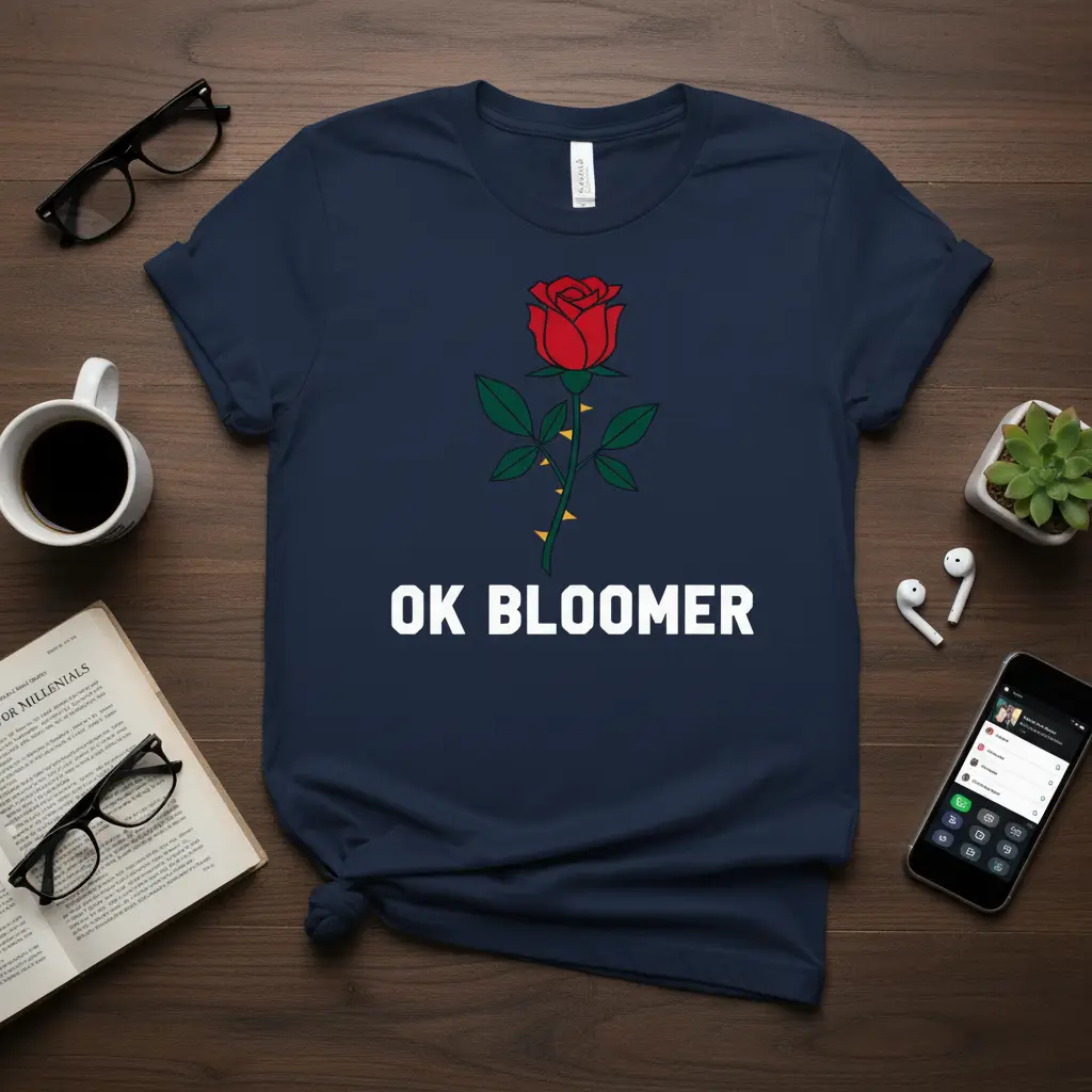 Ok Bloomer Rose T-Shirt Funny Sarcastic Floral Gift