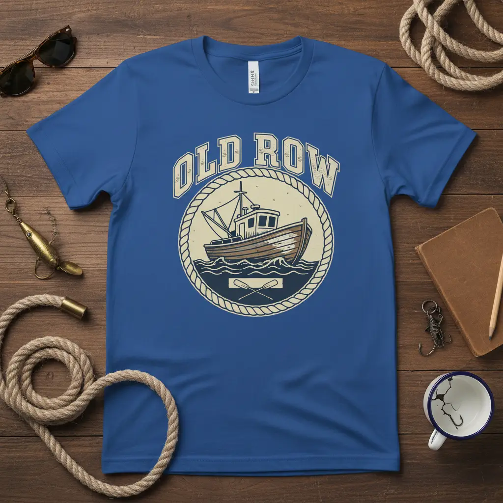 Old Row Fishing Boat T-Shirt Nautical Vintage Gift