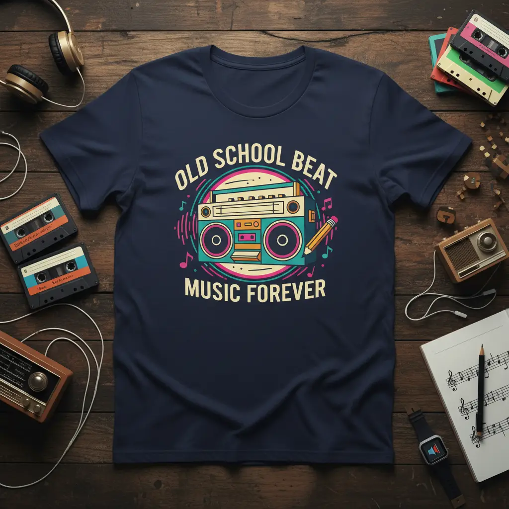 Old School Beat Music Forever Boombox T-Shirt 80s Retro Gift