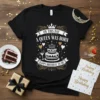Black t-shirt with "On This Day A Queen Was Born Happy Birthday To Me" text, birthday cake, crown, and balloons