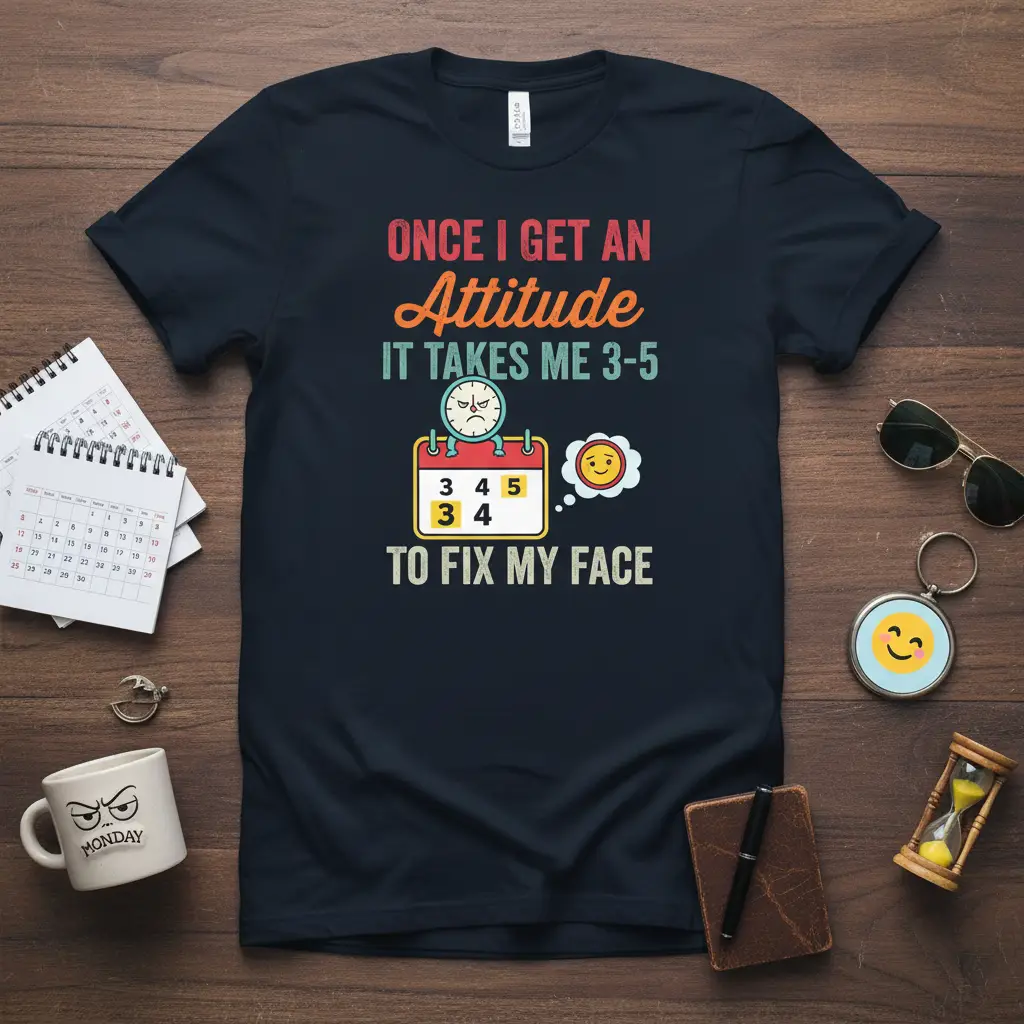 Once I Get an Attitude It Takes Me 3 5 Fix Face T-Shirt