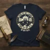 Navy t-shirt with "One If By Land, Two If By D.C. If By D.C." text and Capitol Building graphic