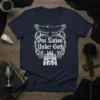 One Nation Under Goth t-shirt design featuring ornate scrollwork, an eagle, and a gothic cathedral illustration