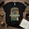 Only the Finest Fishermen Were Born In 2015 text with a leaping bass graphic and vintage sunset background on a