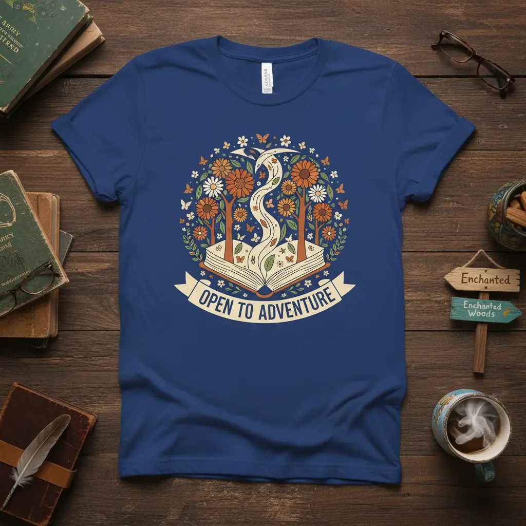 Open to Adventure Book Lover T-Shirt for Readers