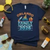 Orlando Family Vacation 2026 Making Memories Together t-shirt design with castle, rocket, and ship graphics