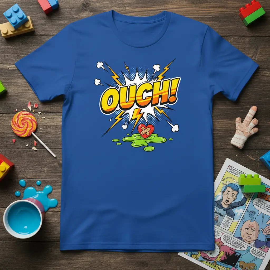 Ouch! Comic Heart Bandage T-Shirt Funny Injury Gift Idea