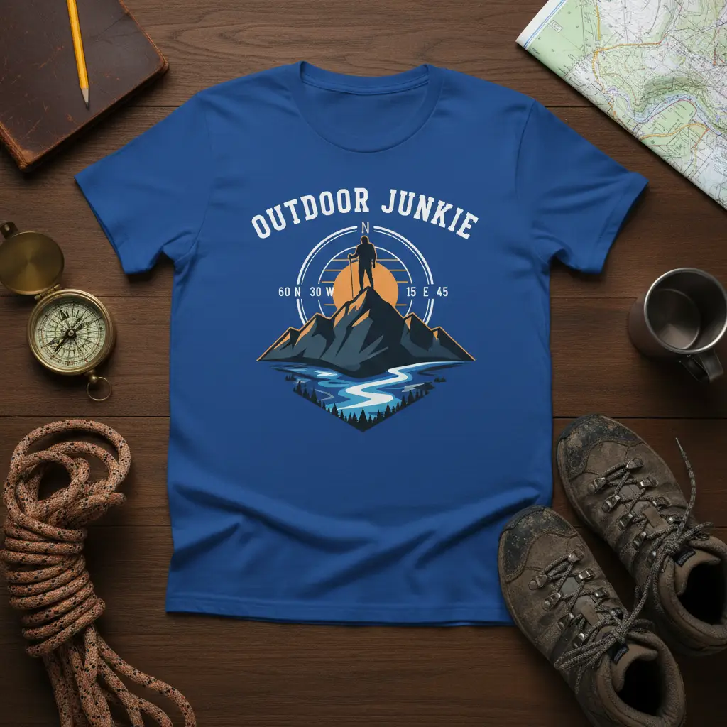 Outdoor Junkie Mountain Climber Adventure T-Shirt