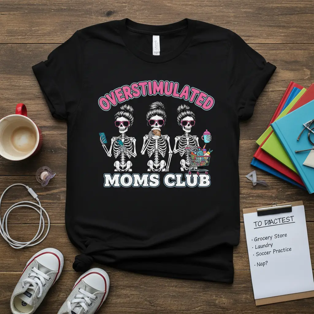 Overstimulated Moms Club Skeleton Tee Funny Mom Gift