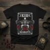 OXIIIC Deadlifts T-Shirt with skeleton lifting barbell and roses graphic, black tee, fitness apparel