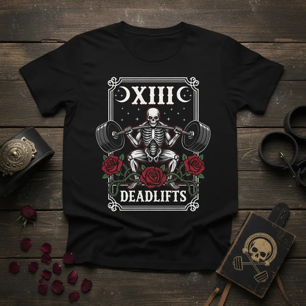 Oxiiic Deadlifts Skeleton Weightlifting T-Shirt Funny Gym Gift