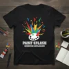 Paint Splash Creative Explosion text on a black t-shirt with colorful paint splatter graphic