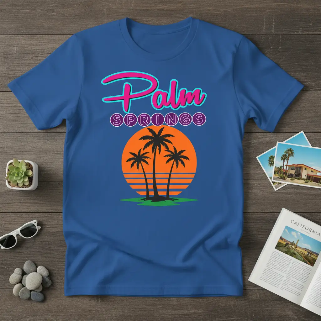 Palm Springs Retro Sunset T-Shirt California Vacation