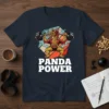 Panda Power T-Shirt with a muscular dragon lifting a barbell, fitness and gym theme