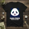 Black t-shirt with "PANDA POWER PROTECT OUR PLANET" text and a stylized panda face graphic