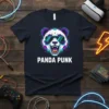 Panda Punk t-shirt design featuring a cool, sunglasses-wearing panda with a futuristic, pixelated aesthetic