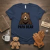 Papa Bear t-shirt design with a brown bear wearing a golden crown and the text "PAPA BEAR" below it