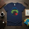 Papa D'Amour t-shirt with a stylized tree, red heart, and French text "PAPA D'AMOUR" in blue circle