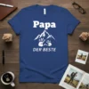 Papa DER BESTE T-Shirt with mountain and handprint graphic, blue color, white text