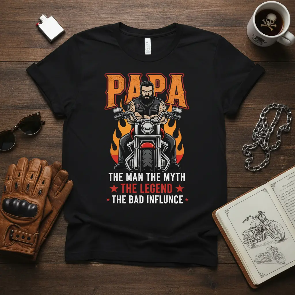 Papa the Man the Myth the Legend T-Shirt Biker Gift
