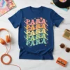 Retro wavy text design spelling "PARA PARA PARA PARA PARA" in pastel colors with stars and a heart on a