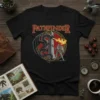Pathfinder T-Shirt design featuring a knight battling a dragon with flames and ancient runes, presented on a black tee