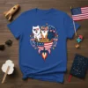 Patriotic Dogs Rocket Noodles T-Shirt design showing three dogs in sunglasses in a rocket ship noodle bowl with American flags