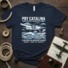 PBY Catalina Search and Rescue Maritime Patrol Bomber T-Shirt with flying boat over waves and lighthouse graphic