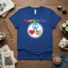 Peace Love Cats t-shirt design with peace sign, heart, and colorful cat face graphic