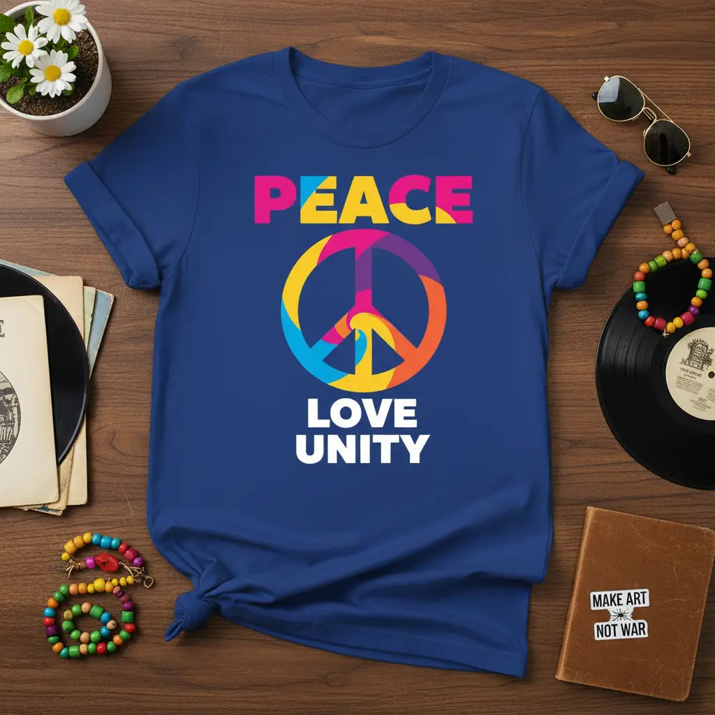 Peace Love Unity T-Shirt Retro Hippie Vibe Gift