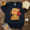 Peanut Power! superhero toast graphic t-shirt with red cape and yellow lightning bolt logo