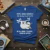Blue t-shirt with "PEOPLE SHOULD SERIOUSLY Stop Expeting Normal From Me" and a sleeping sloth eating pizza, "WE ALL KNOW