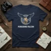 Navy t-shirt featuring a cartoon peregrine falcon in flight with the text "PEREGRINE FALCON" below