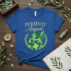 Peridot August T-Shirt with a green griffin, peridot gemstones, and laurel wreath design