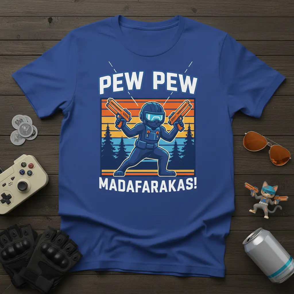 Pew Pew Madafakas! Funny Gamer T-Shirt for Video Game Lovers