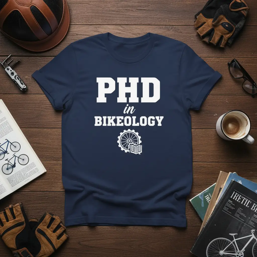 Phd in Bikeology Funny Cycling T-Shirt Gift for Cyclists