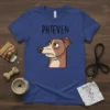 PHTEVEN Italian Greyhound dog design on a blue t-shirt with a funny, tired expression