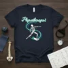Physiotherapist t-shirt design with a white skeleton in a yoga pose and the word "Physiotherapist" in script font